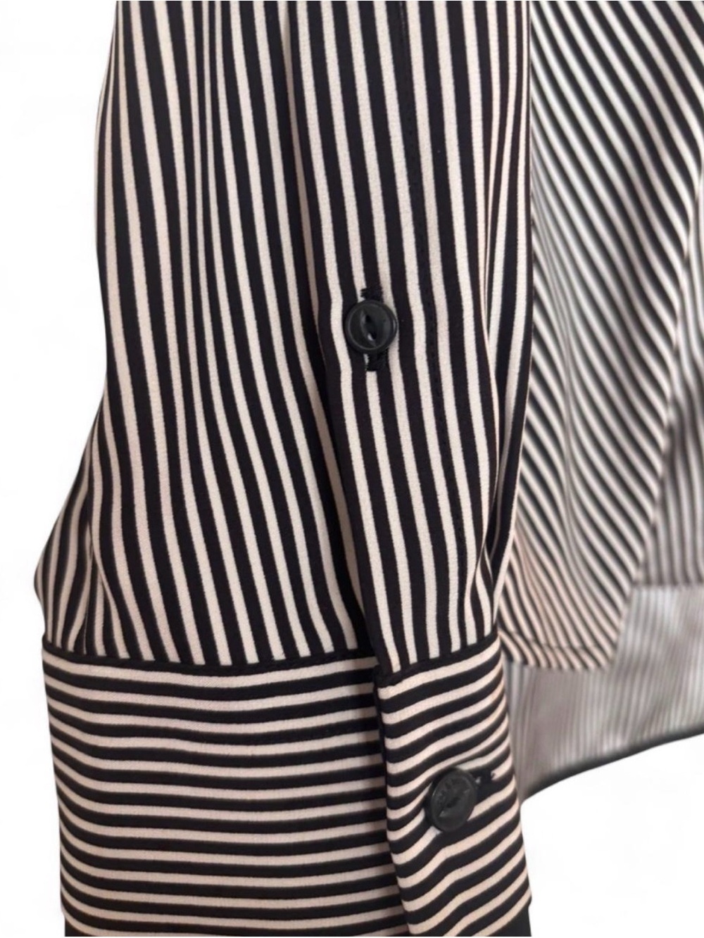 rag & bone Black and White Striped Silk Blouse - Picture 3 of 5